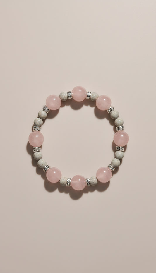HEART OF LAND Blush Quartz Seven-Chakra Bracelet