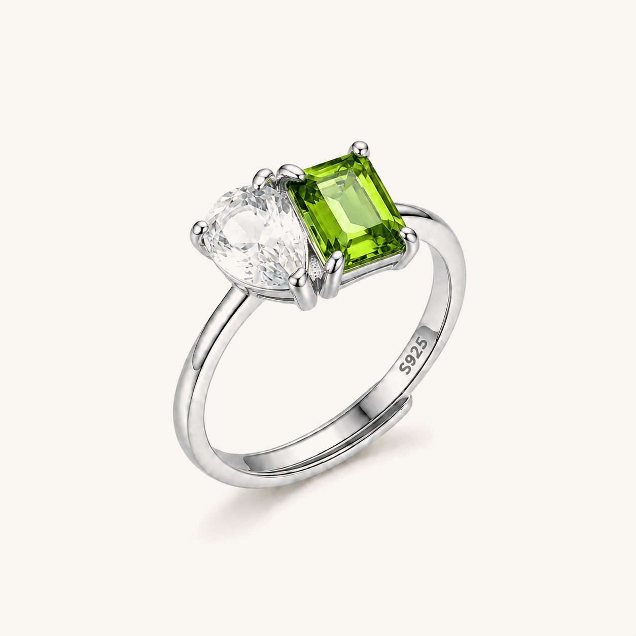 HEART OF LAND Personalized His & Hers Two Birthstone Ring in S925 Sterling Silver