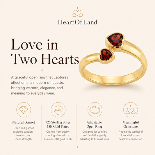 Twin Flame Garnet & Amethyst Gold Ring