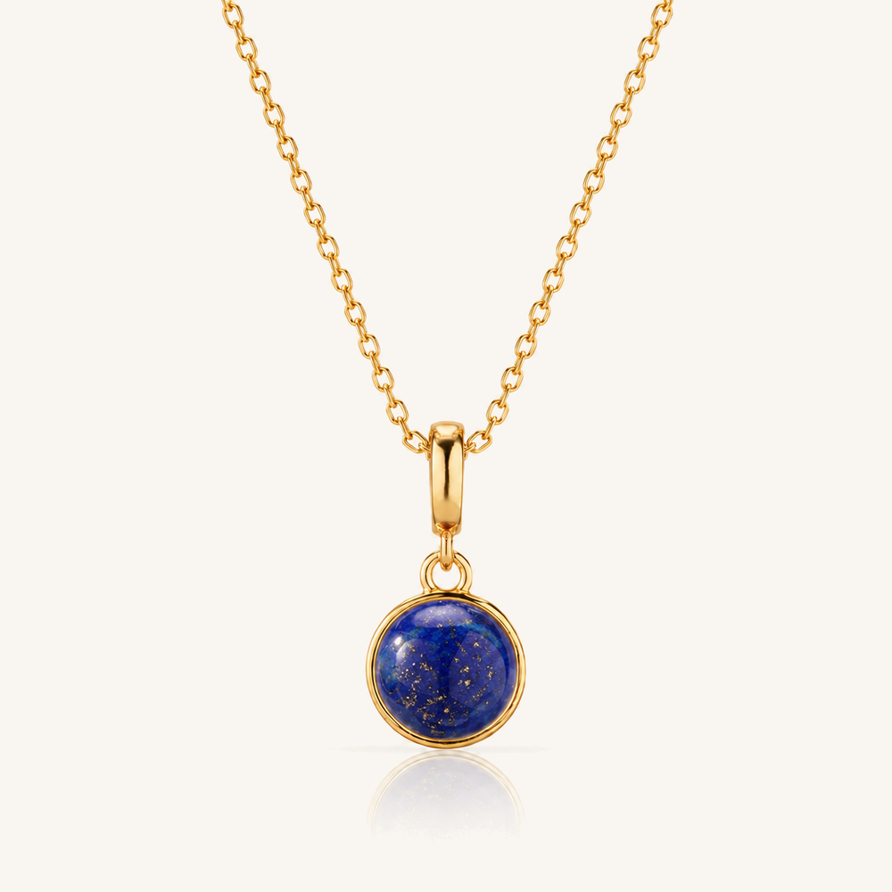 HEART OF LAND Round Bezel Pendant Necklace Lapis Lazuli
