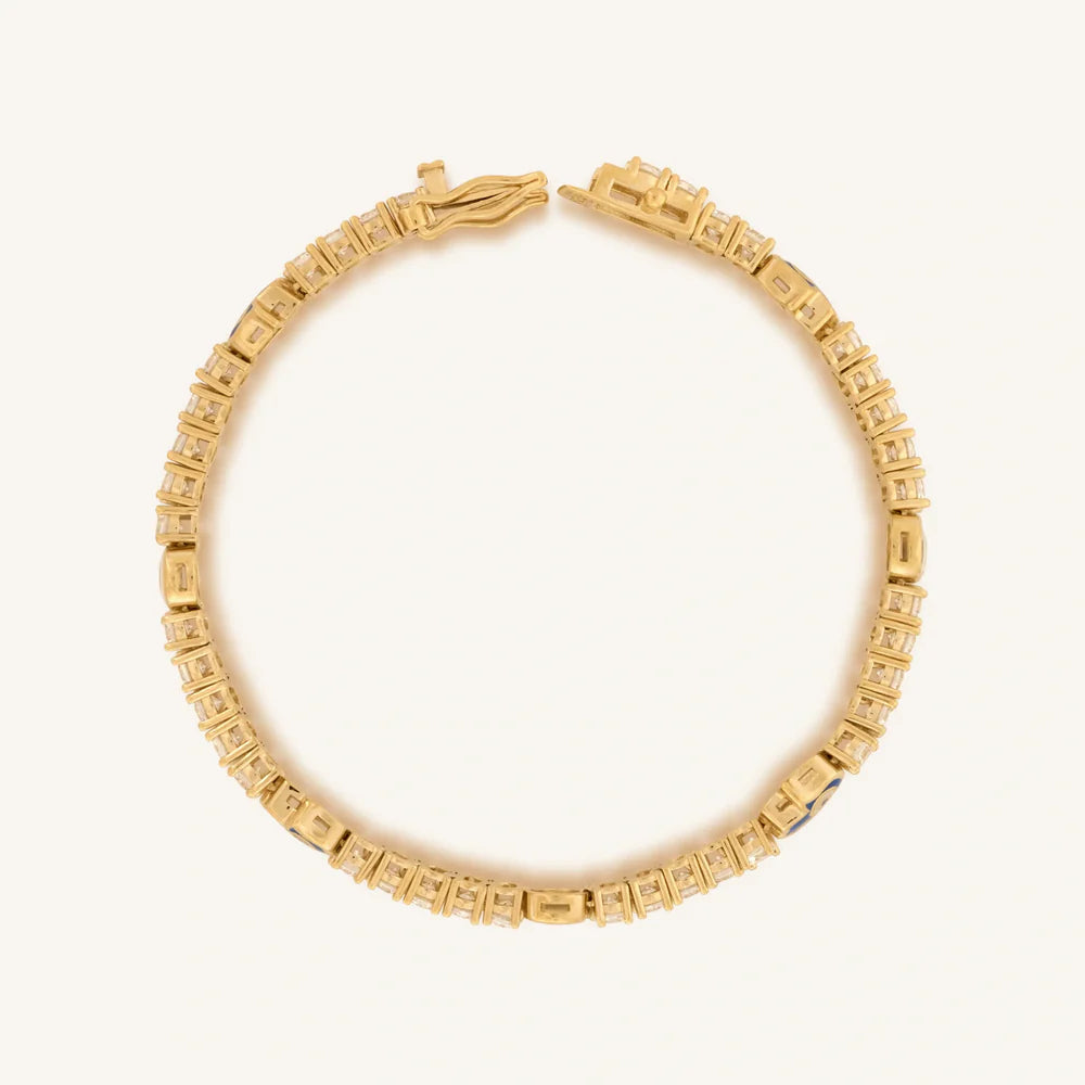 Scorpio Warden of Peace Gold Evil Eye & Hamsa Tennis Bracelet