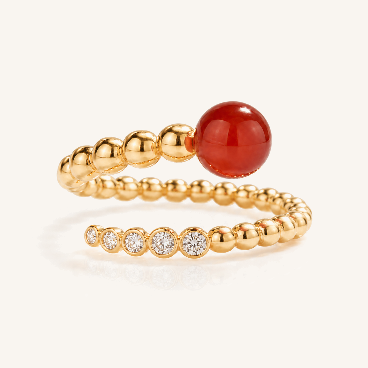 HEART OF LAND Beaded Wrap Ring Red Agate