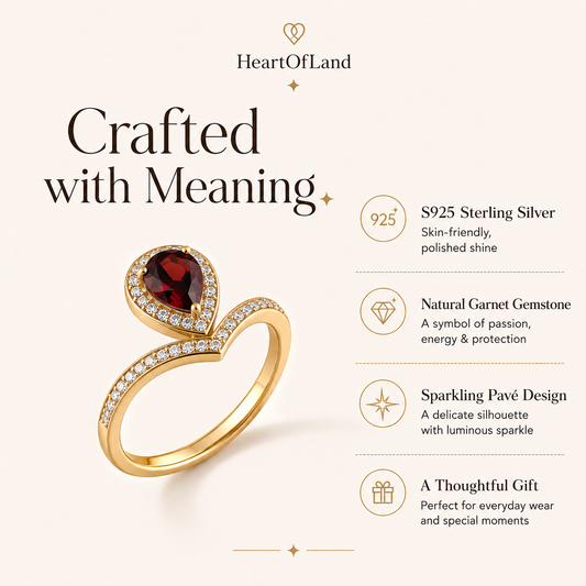 Royal Drop Garnet & Blue Topaz Gold Ring