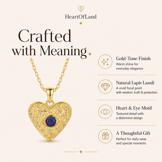 Golden Heart Lapis & Garnet Necklace
