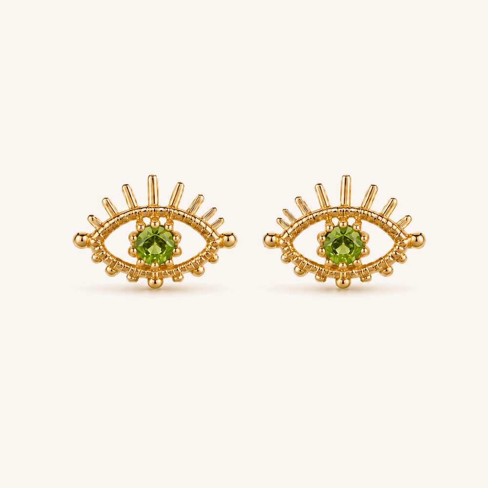 HEART OF LAND Eye-Shaped Stud Earrings Peridot