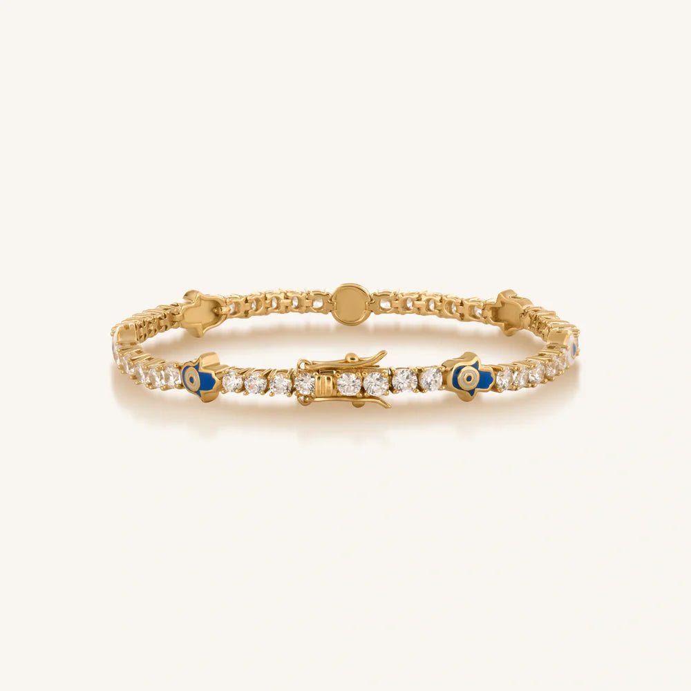 Scorpio Warden of Peace Gold Evil Eye & Hamsa Tennis Bracelet