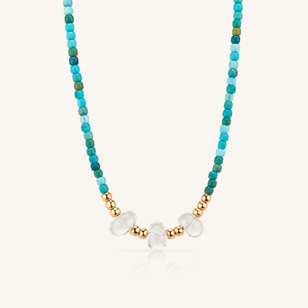 HEART OF LAND Turquoise & Clear Quartz December Birthstone Necklace