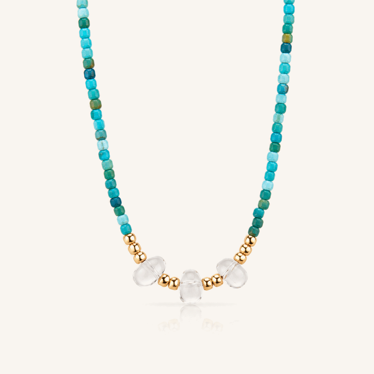 HEART OF LAND Turquoise & Clear Quartz December Birthstone Necklace – Open Sky
