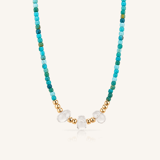 Turquoise & Clear Quartz December Birthstone Necklace – Open Sky