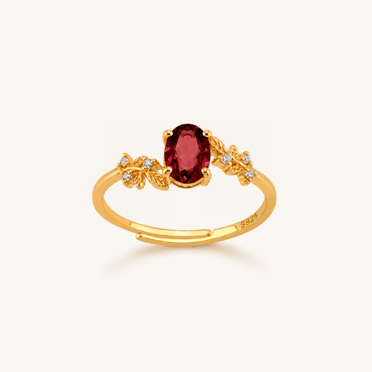 Oval Leaf Accent Ring