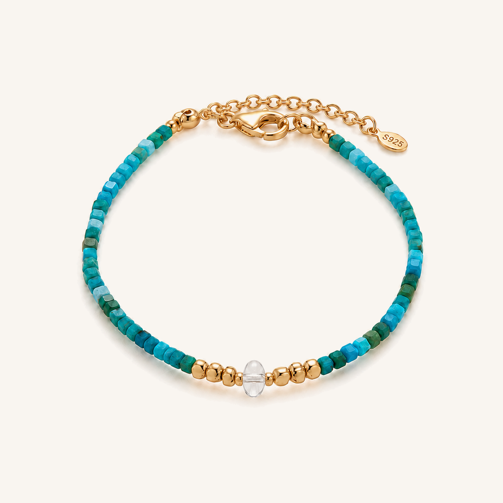 HEART OF LAND Turquoise & Clear Quartz December Birthstone Bracelet
