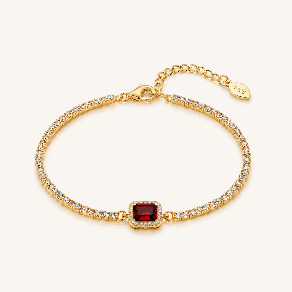 HEART OF LAND Step-Cut Tennis Bracelet Garnet