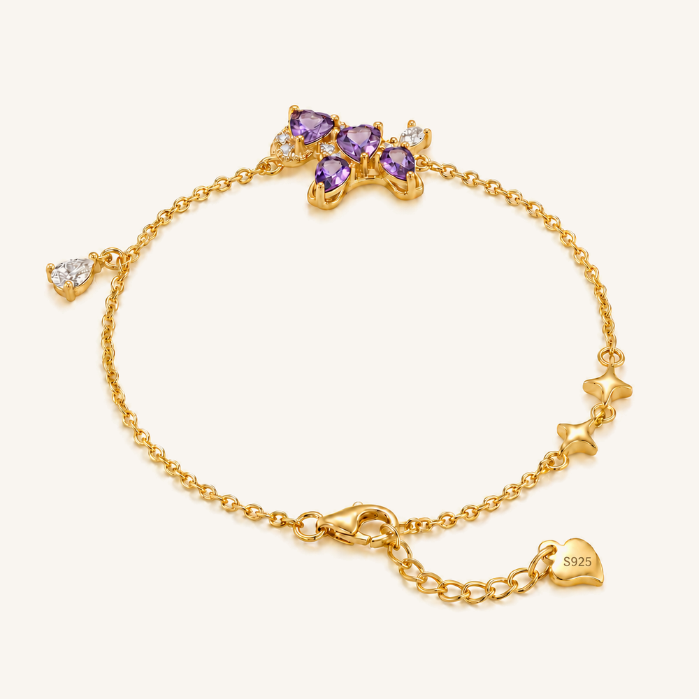 HEART OF LAND Butterfly Charm Bracelet Amethyst
