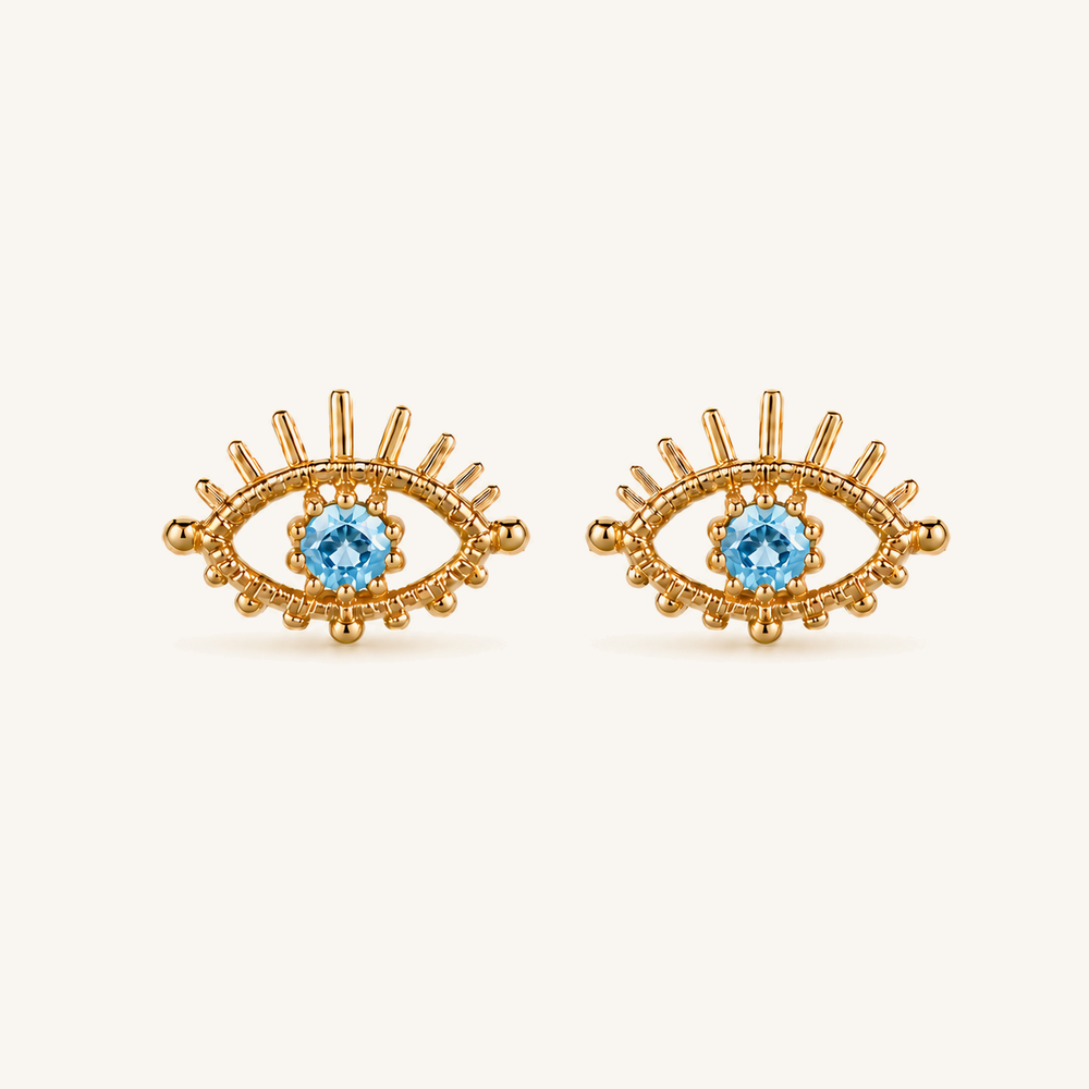 HEART OF LAND Eye-Shaped Stud Earrings Topaz