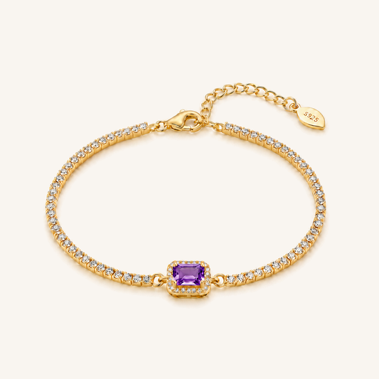 HEART OF LAND Step-Cut Tennis Bracelet Amethyst