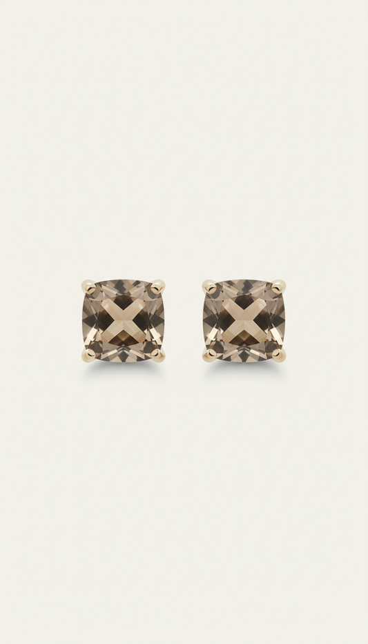 HEART OF LAND Warm Taupe Smoky Quartz Stud Earrings
