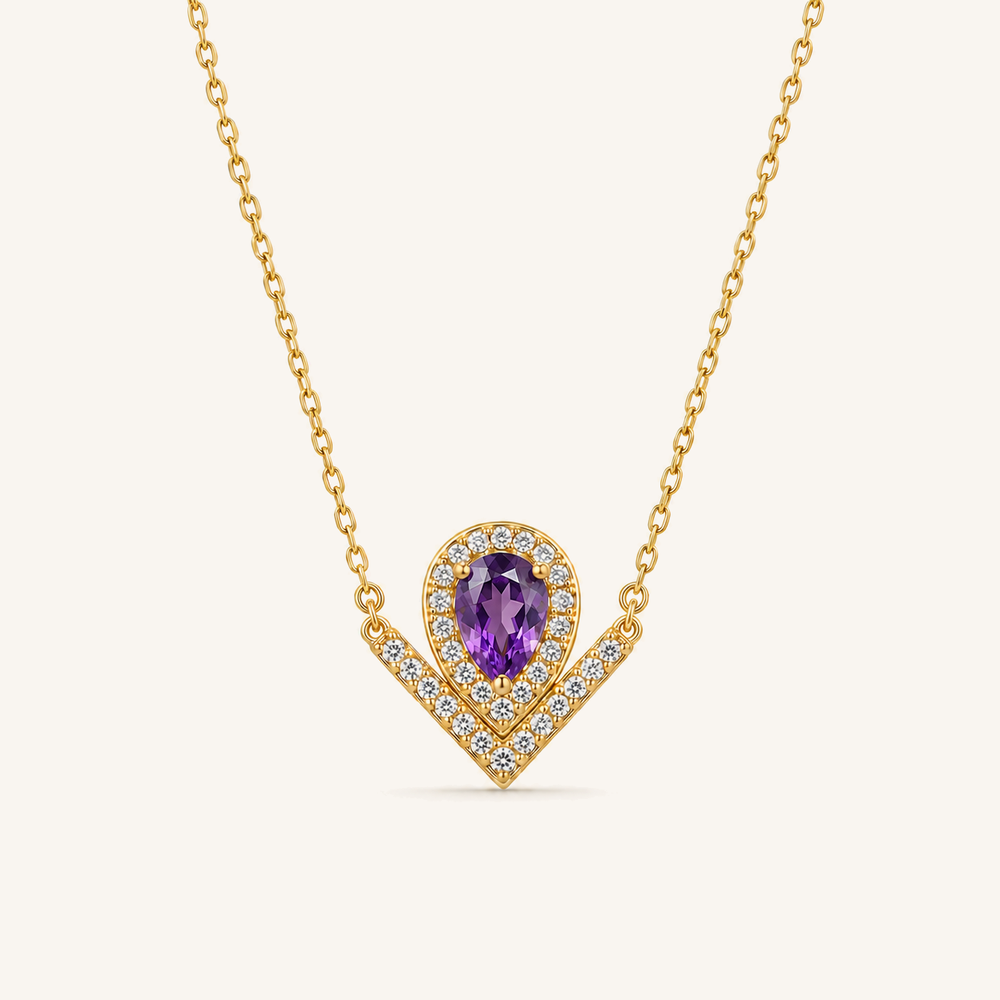 HEART OF LAND Teardrop Halo Pendant Necklace Amethyst