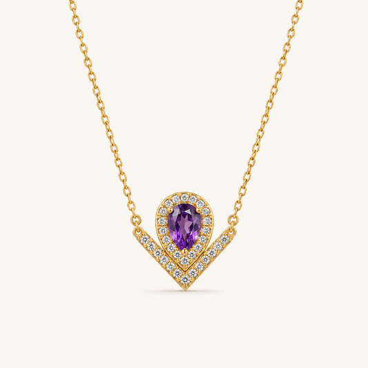 HEART OF LAND Teardrop Halo Pendant Necklace Amethyst
