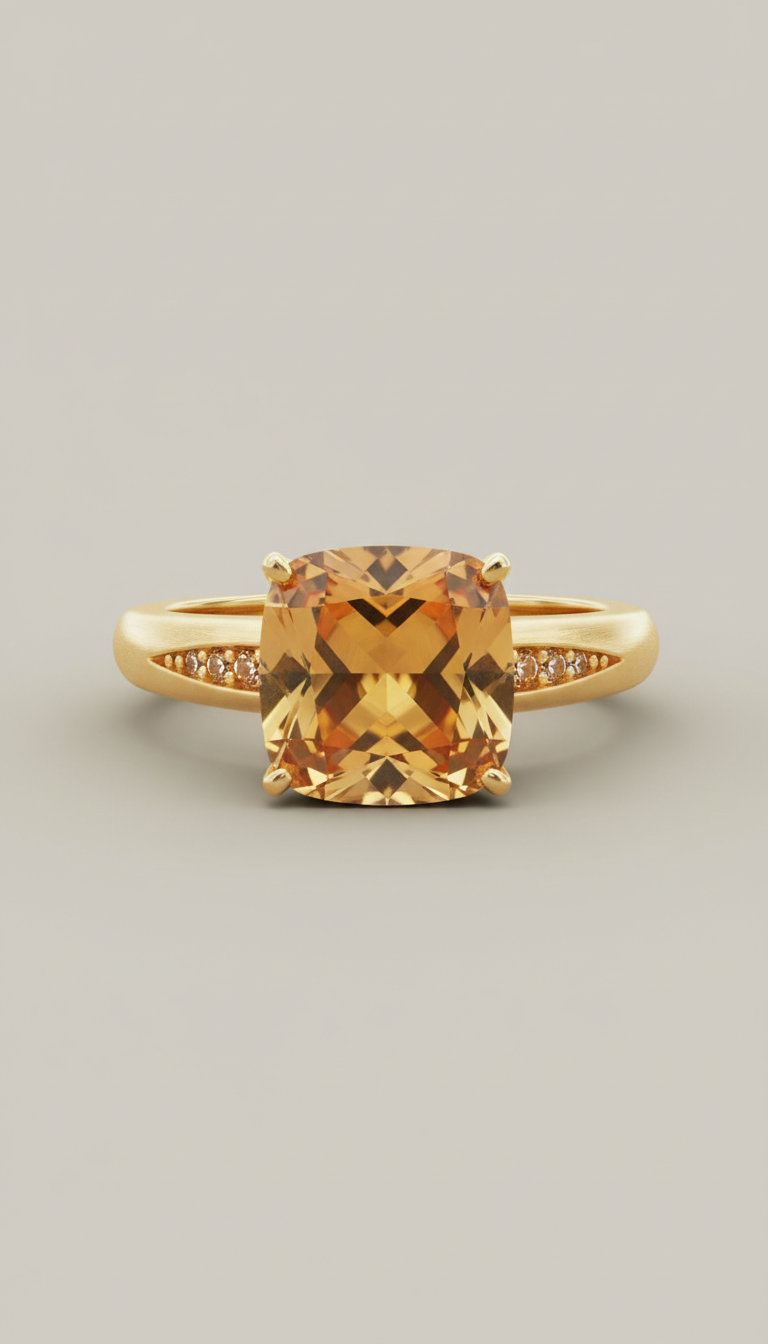 Golden Sand Citrine Birthstone Ring
