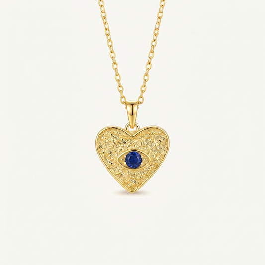 Golden Heart Lapis & Garnet Necklace