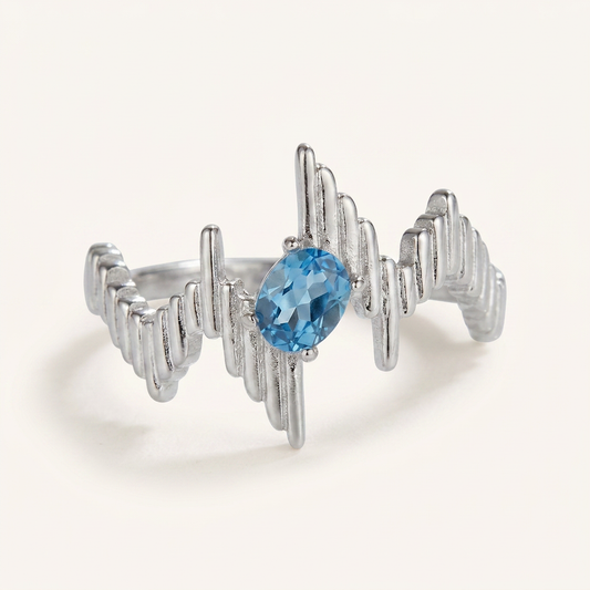 Energy Pulse Garnet & Blue Topaz Ring