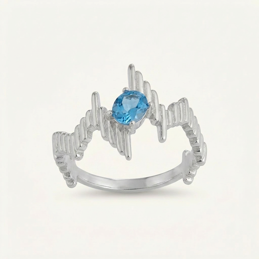 Energy Pulse Garnet & Blue Topaz Ring