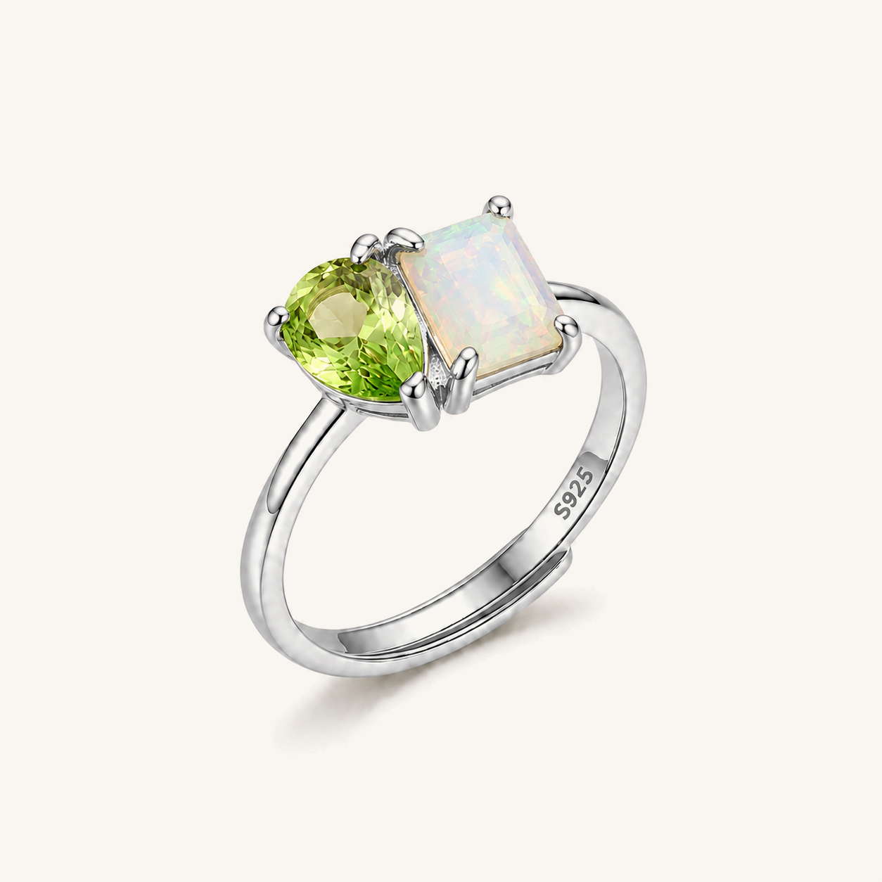 HEART OF LAND Personalized His & Hers Two Birthstone Ring in S925 Sterling Silver