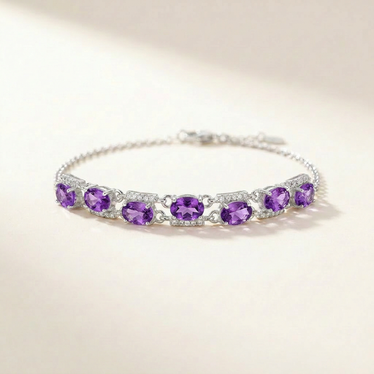 Radiant Calm Amethyst & Blue Topaz Bracelet