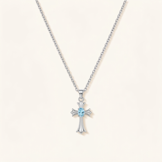 Faith Light Gemstone Cross Necklace