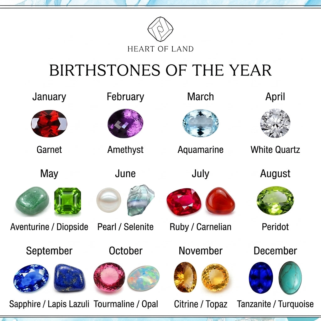 HEART OF LAND Personalized His & Hers Two Birthstone Ring in S925 Sterling Silver Personalized Birthstone