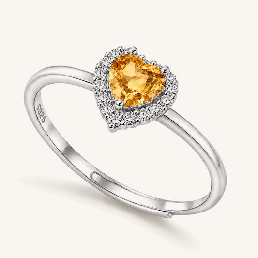 HEART OF LAND Heart Halo Ring Citrine