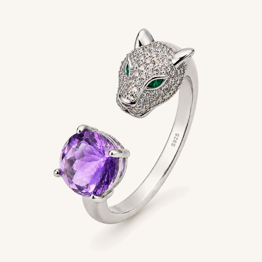 HEART OF LAND Feline Open Ring Amethyst