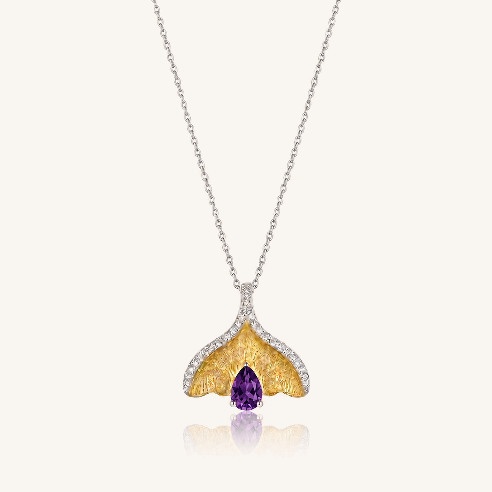 HEART OF LAND Ginkgo Leaf Pendant Necklace Amethyst