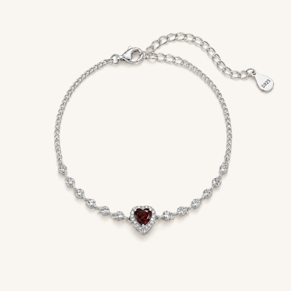 HEART OF LAND Heart Accent Bracelet Garnet