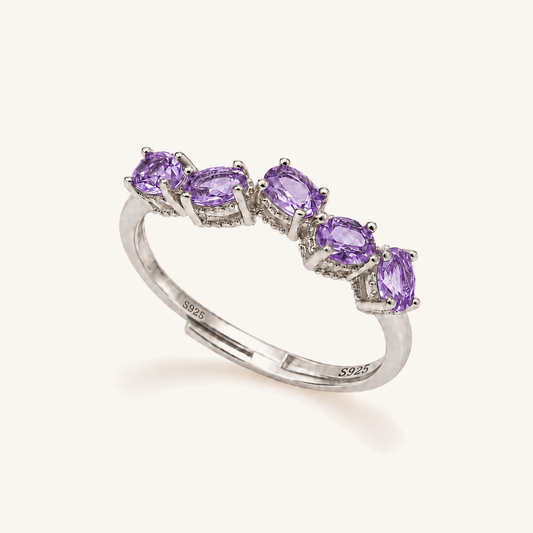 HEART OF LAND Five-Stone Band Ring Amethyst