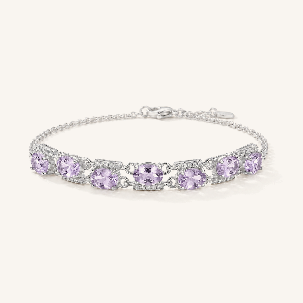 HEART OF LAND Oval Stone Tennis Bracelet Amethyst