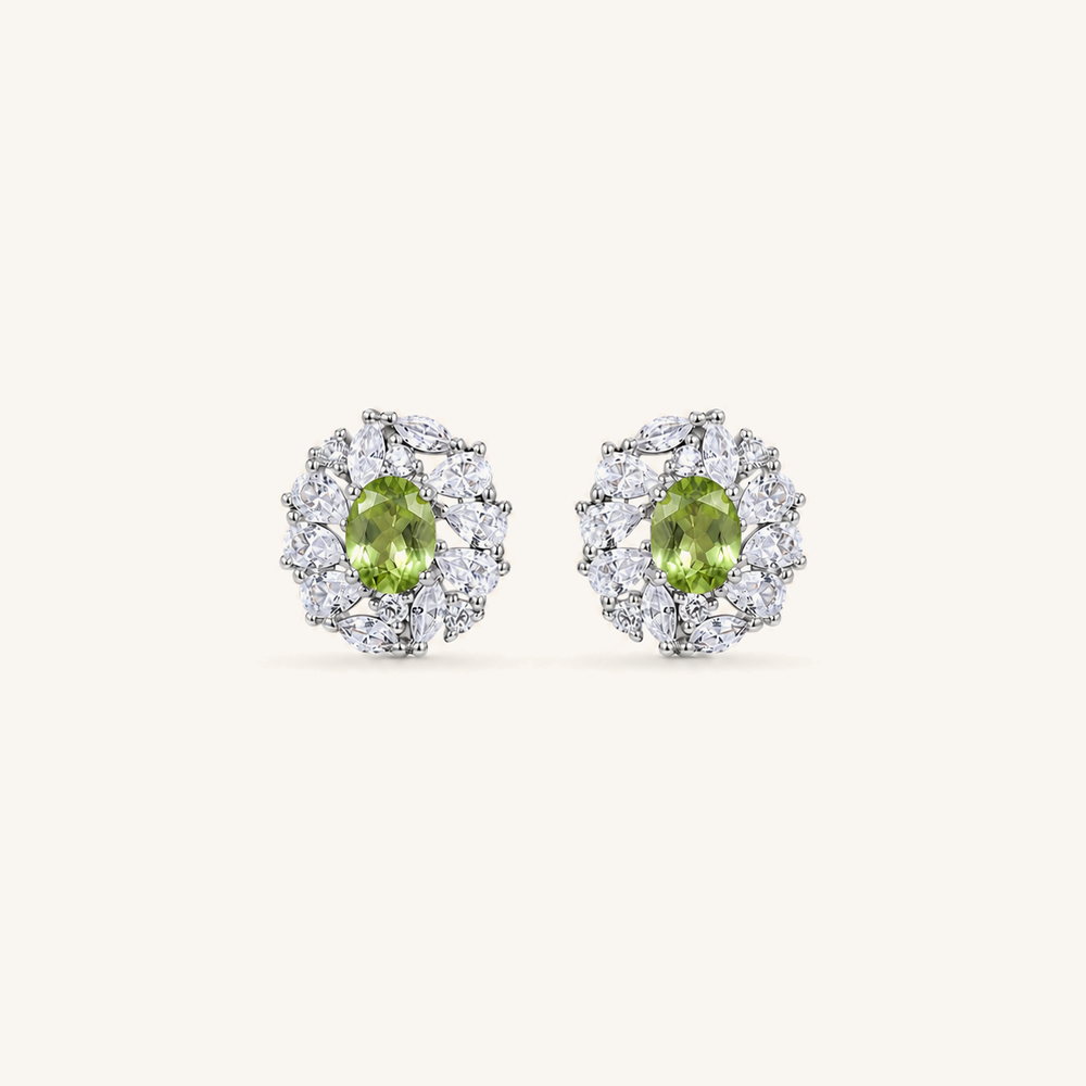 HEART OF LAND Oval Halo Stud Earrings Peridot