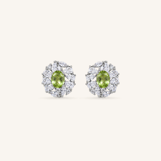 HEART OF LAND Oval Halo Stud Earrings Peridot