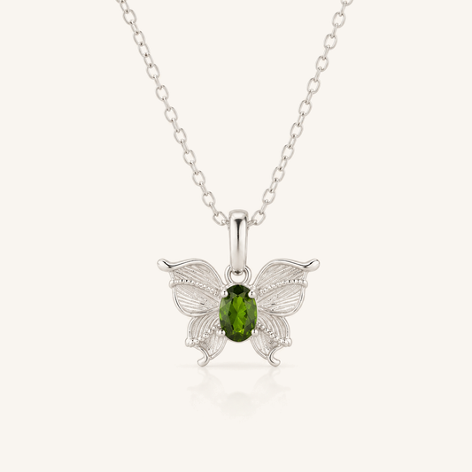 Natural Gemstone Butterfly Necklace in S925 Sterling Silver – Renewed Wings