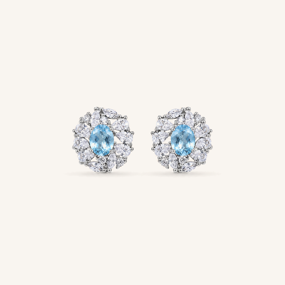 HEART OF LAND Oval Halo Stud Earrings Topaz