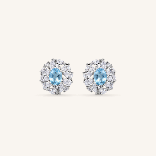 HEART OF LAND Oval Halo Stud Earrings Topaz