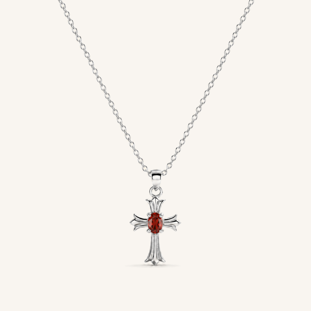 HEART OF LAND Cross Pendant Necklace Garnet