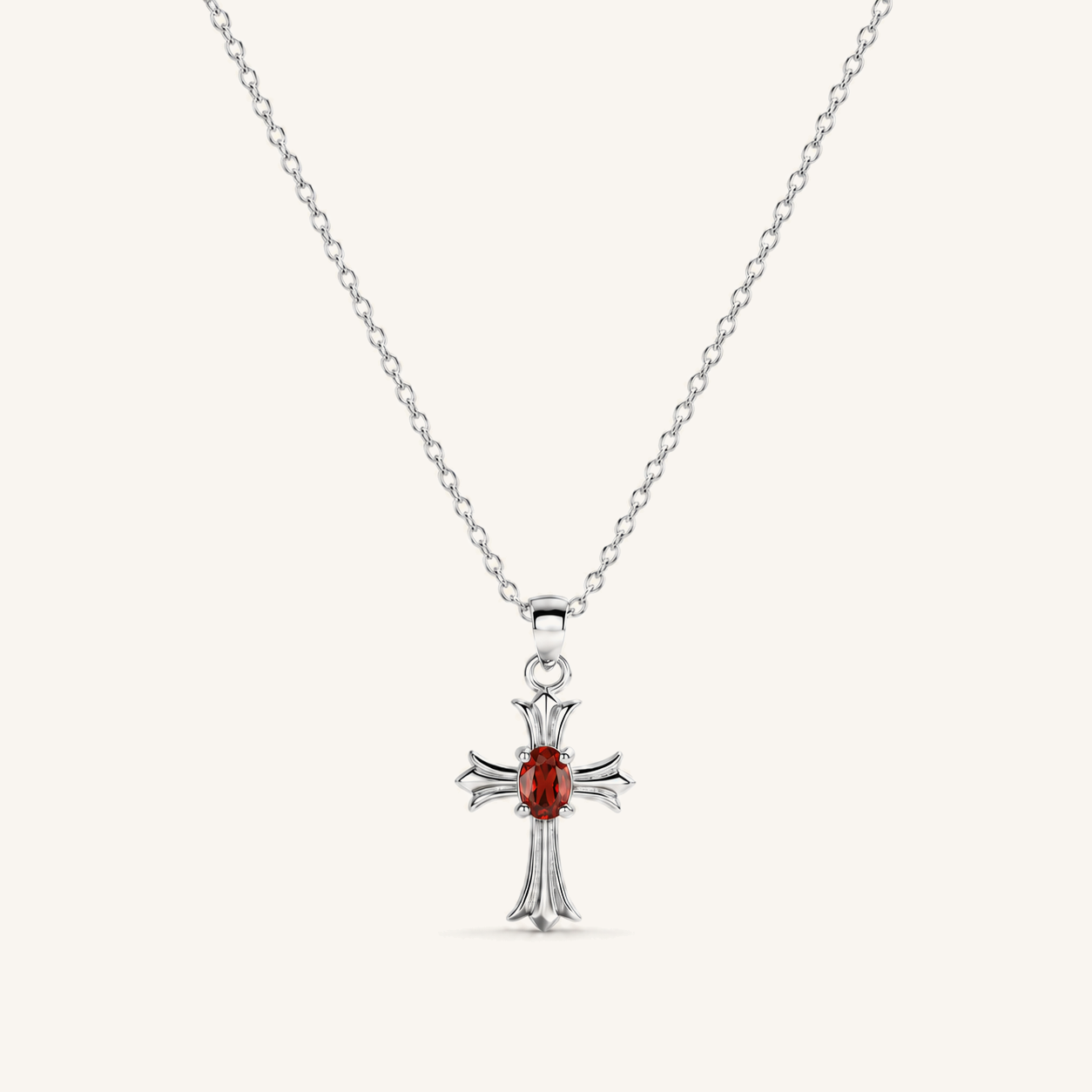 HEART OF LAND Natural Gemstone Guardian Angel Necklace in S925 Sterling Silver – Guiding Grace Garnet