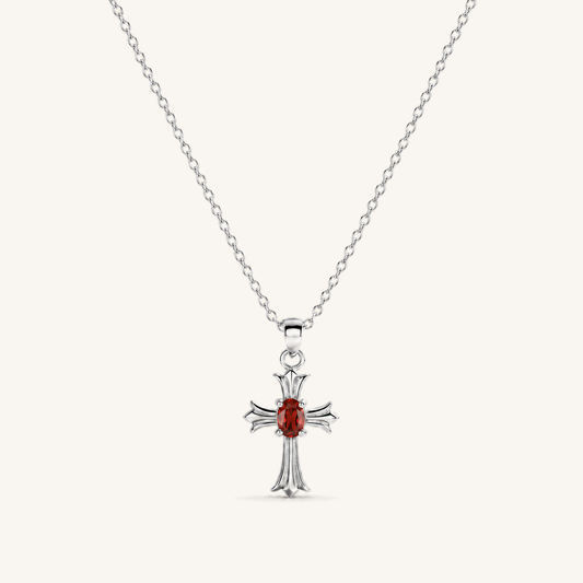 HEART OF LAND Cross Pendant Necklace Garnet