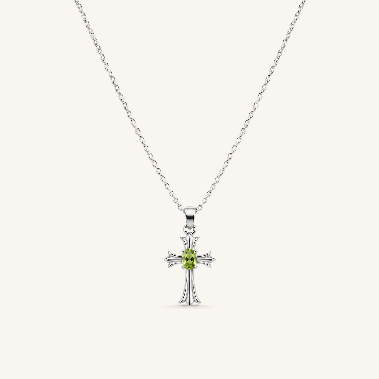 HEART OF LAND Natural Gemstone Guardian Angel Necklace in S925 Sterling Silver – Guiding Grace Peridot