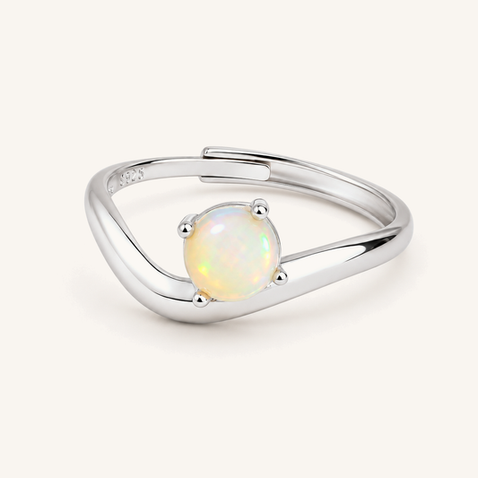 HEART OF LAND Natural Opal Sculptural Ring in S925 Sterling Silver – Quiet Orbit