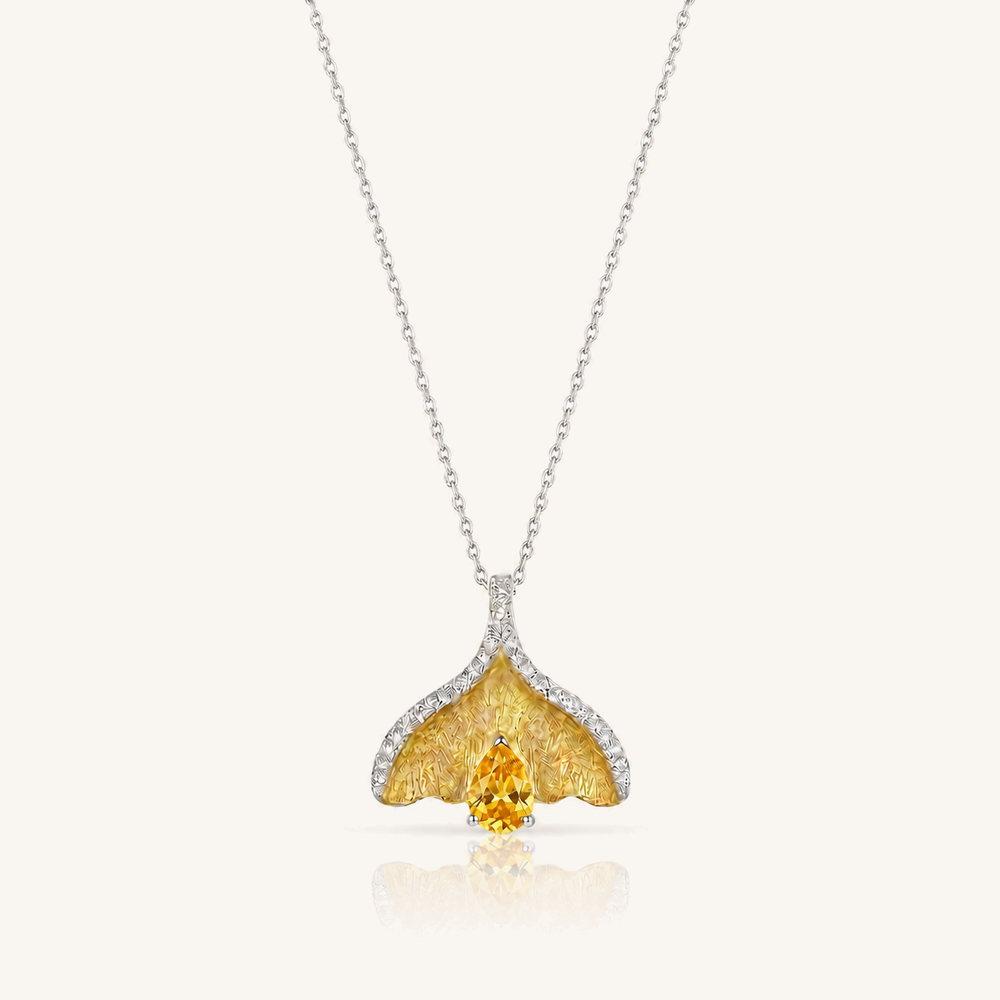 HEART OF LAND Ginkgo Leaf Pendant Necklace Citrine
