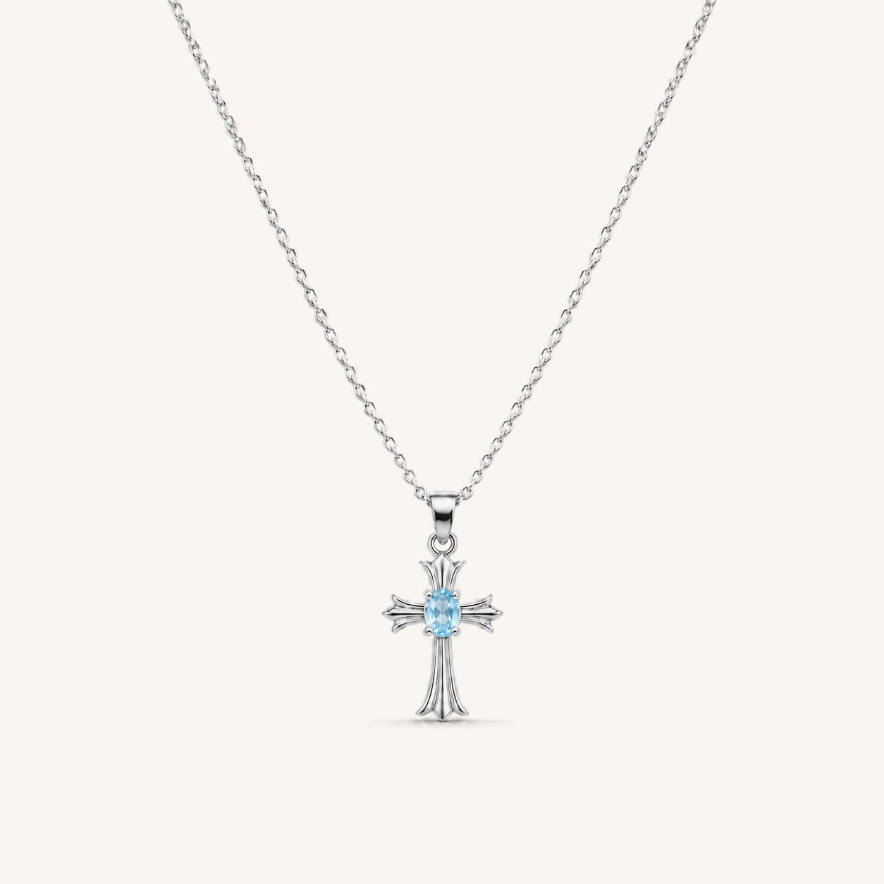 HEART OF LAND Natural Gemstone Guardian Angel Necklace in S925 Sterling Silver – Guiding Grace Blue Topaz