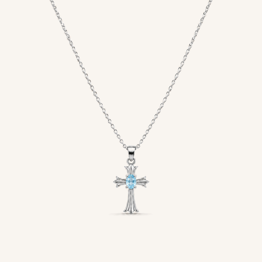 Natural Gemstone Guardian Angel Necklace in S925 Sterling Silver – Guiding Grace