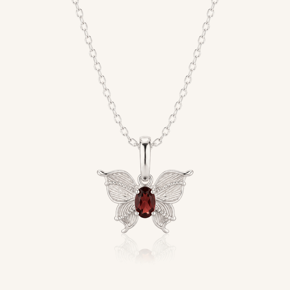 HEART OF LAND Butterfly Pendant Necklace Garnet